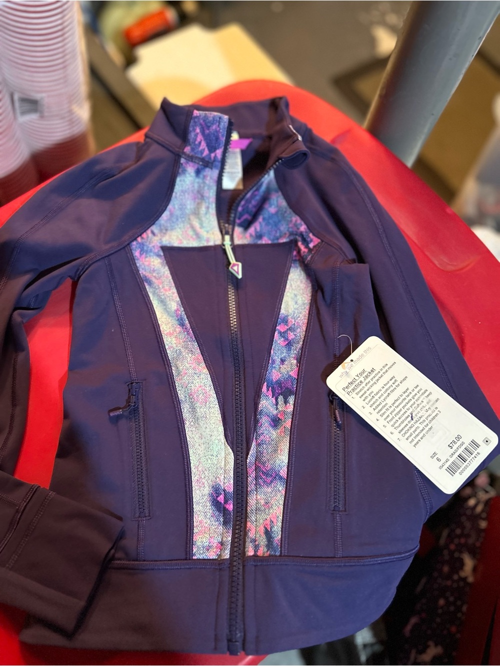 Girls Lululemon (Ivviva) Purple Zip-Up Active Jacket with Printed Panels